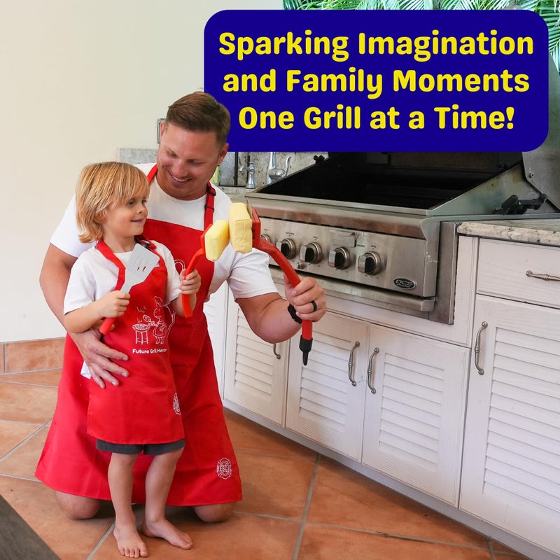 Grill Rescue Kids BBQ Grill Toy Set - Includes Grill Rescue Brush, Spatula, & Apron - Realistic Pretend Play BBQ Tools for Boys & Girls - Fun Role Play Toy for Little Chefs & Grill Masters - Image 2